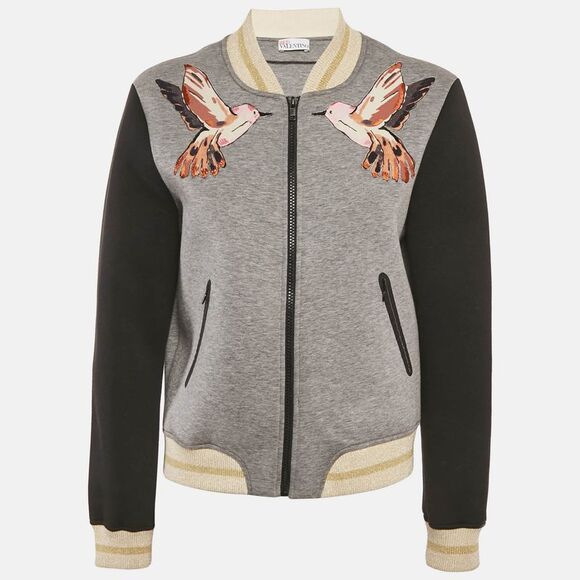 Red Valentino Jackets & Blazers - Red Valentino Grey Bird Embroidered Neoprene Jacket L